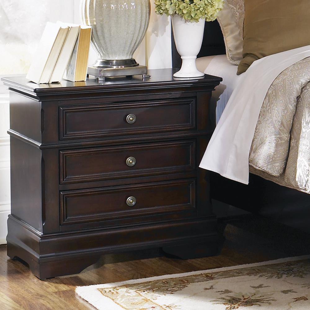 Cambridge 3 Drawer Rectangular Nightstand Cappuccino