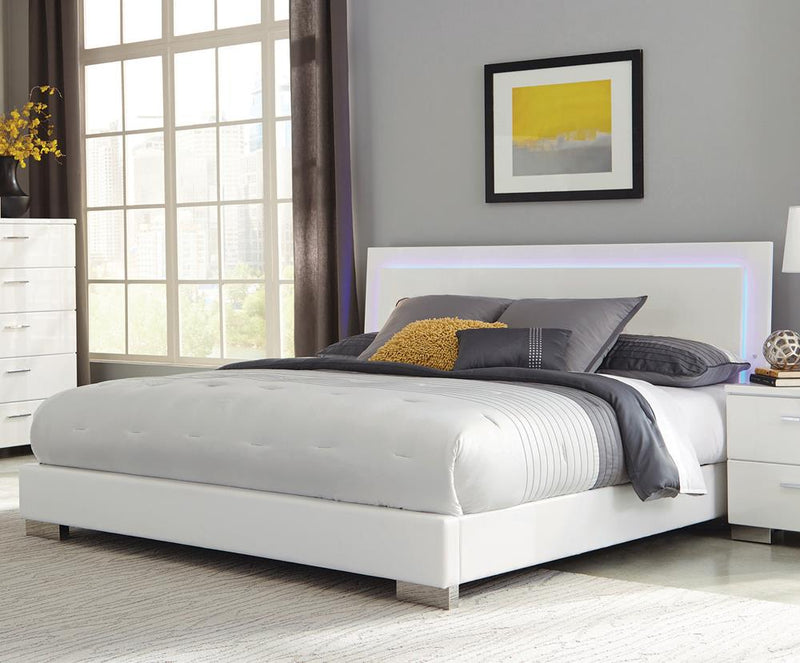 Felicity King Panel Bed With Led Lighting Glossy White