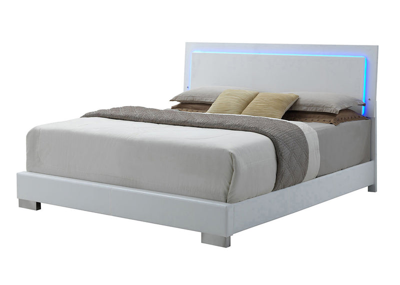 Felicity King Panel Bed With Led Lighting Glossy White