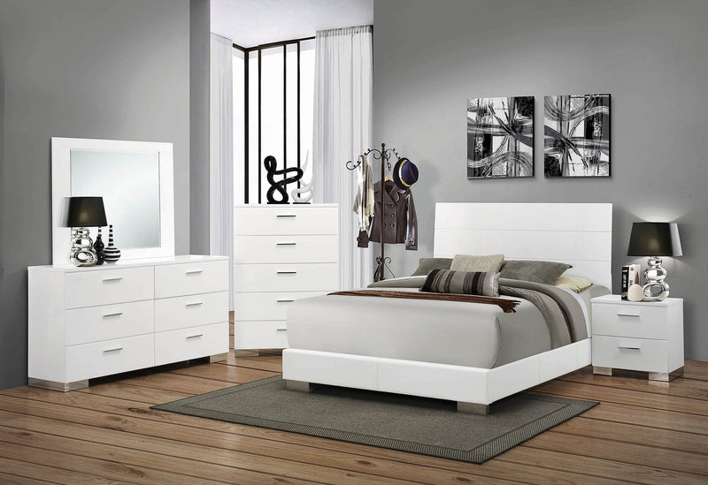 Felicity Queen Panel Bed With Led Lighting Glossy White