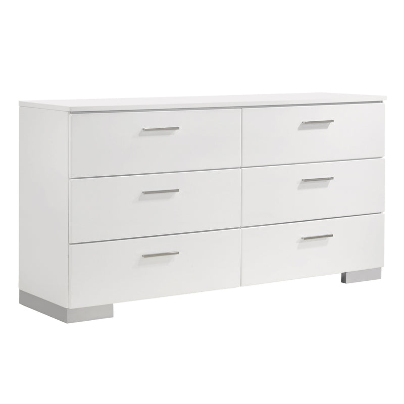 Felicity 9 Drawer Vanity Desk With Lighted Mirror Glossy White