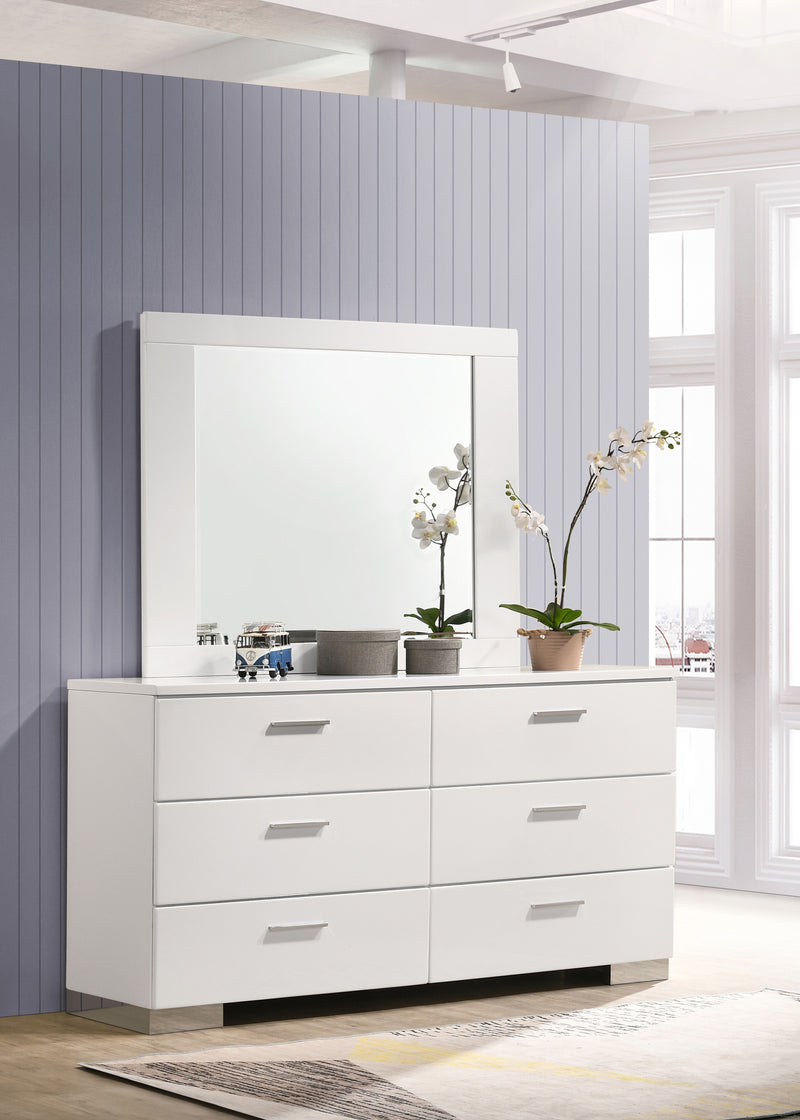 Felicity Rectangle Dresser Mirror Glossy White