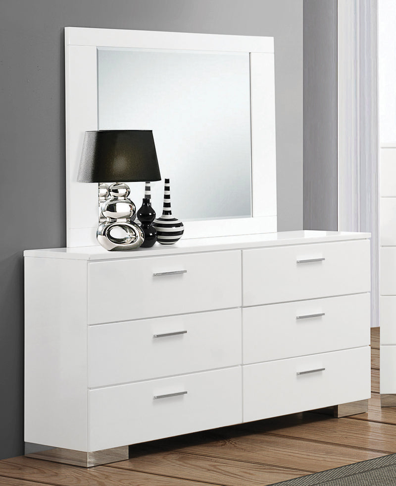 Felicity Rectangle Dresser Mirror Glossy White