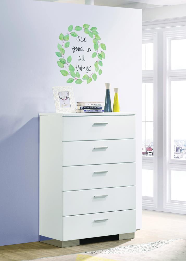 Felicity 5 Drawer Chest Glossy White