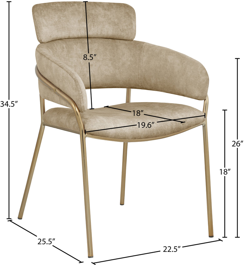 Yara Beige Velvet Dining Chair