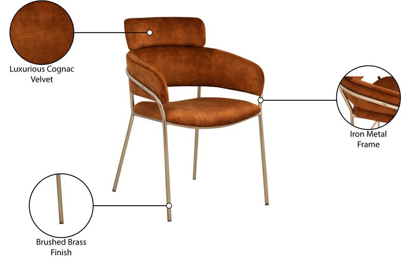 Yara Cognac Velvet Dining Chair