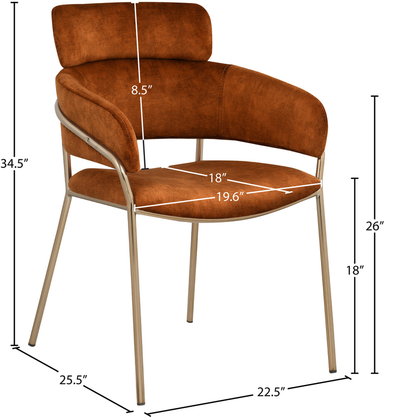 Yara Cognac Velvet Dining Chair