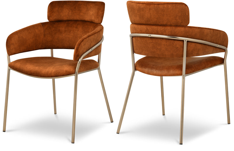 Yara Cognac Velvet Dining Chair