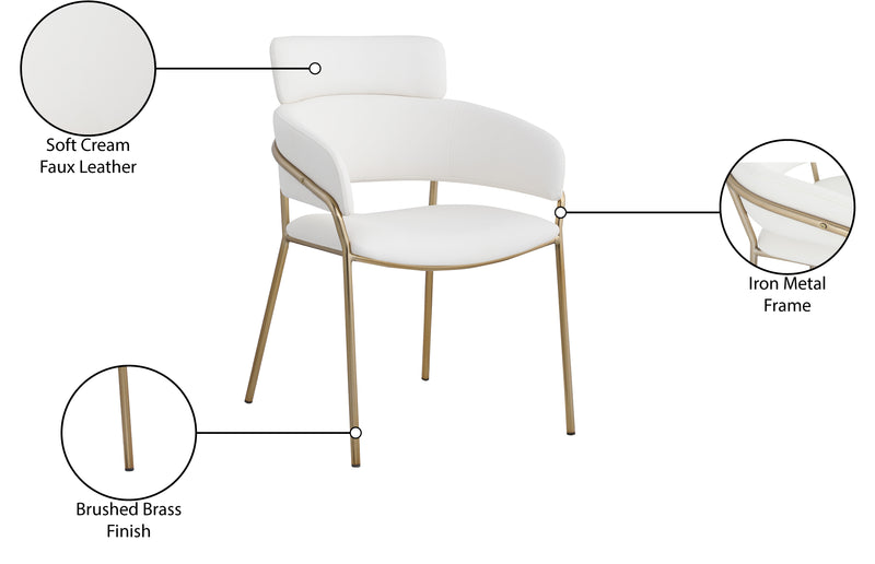 Yara Cream Faux Leather Dining Chair