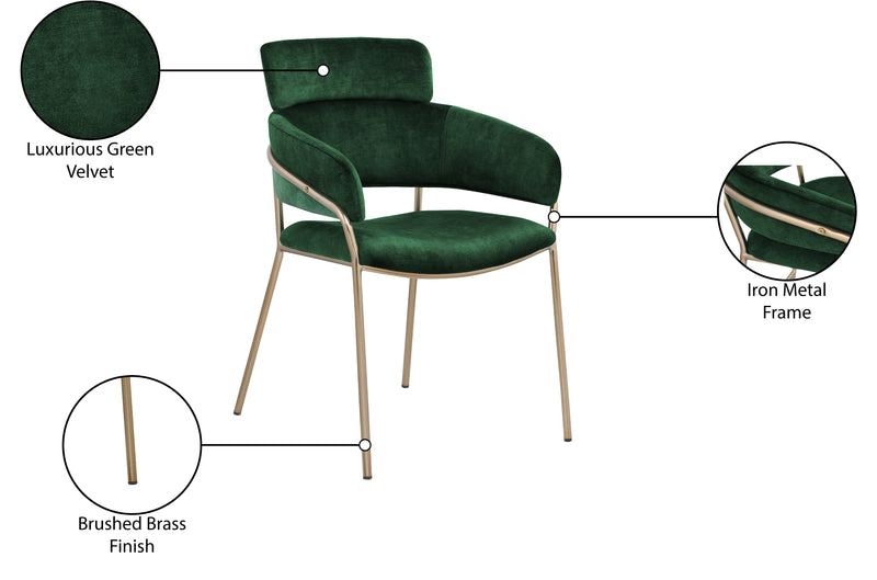 Yara Green Velvet Dining Chair