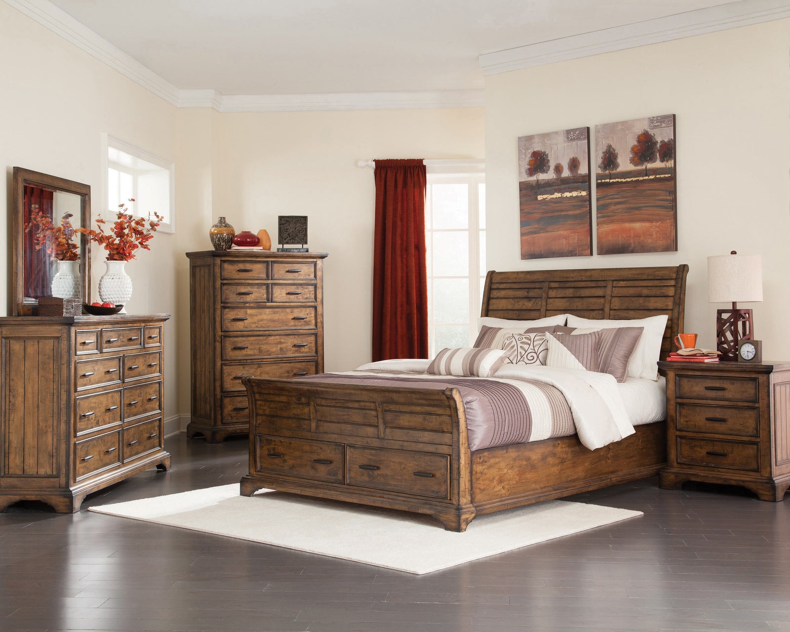 Elk Grove King Storage Bed Vintage Bourbon