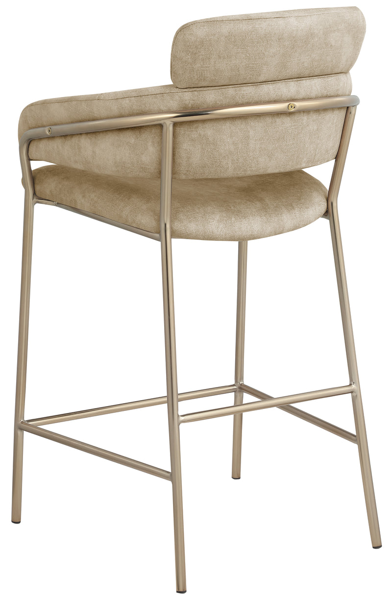 Yara Beige Velvet Counter Stool