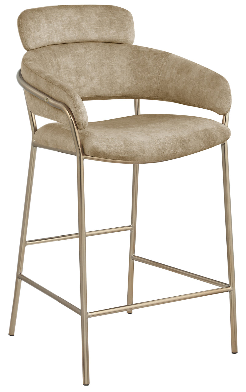 Yara Beige Velvet Counter Stool