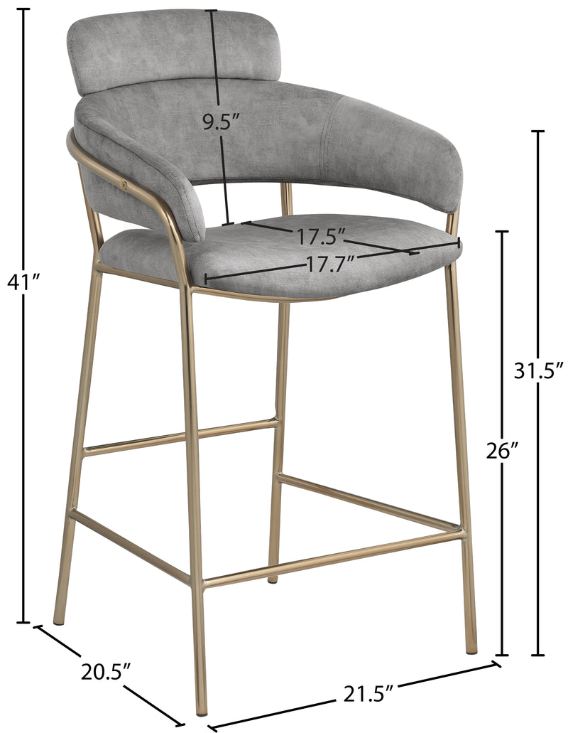 Yara Grey Velvet Counter Stool