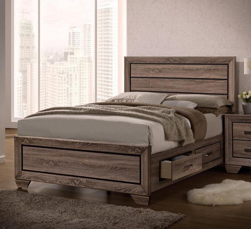 Kauffman King Storage Bed Washed Taupe