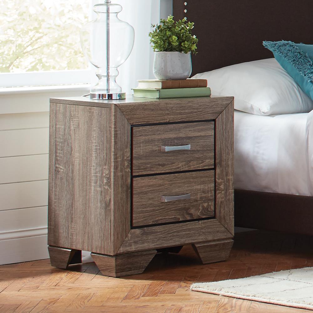 Kauffman 2 Drawer Nightstand Washed Taupe