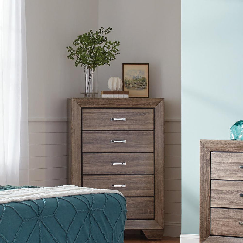 Kauffman 5 Drawer Chest Washed Taupe