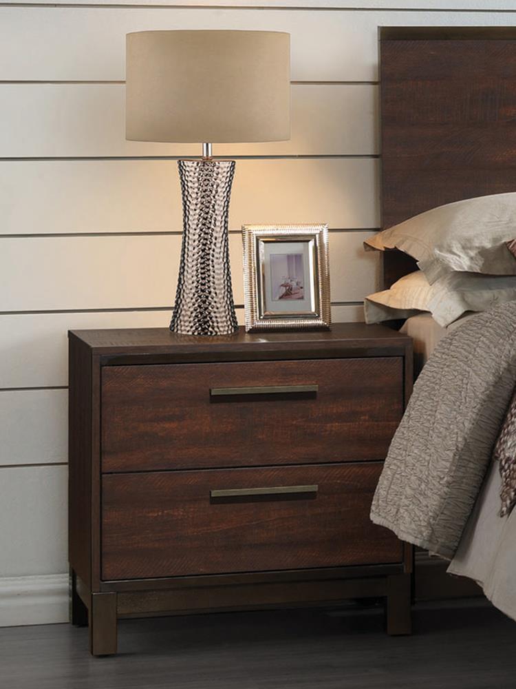 Edmonton 2 Drawer Nightstand Rustic Tobacco