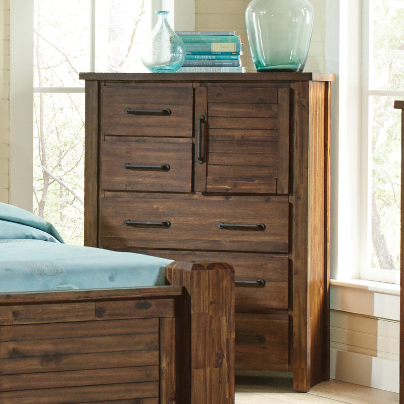 Sutter Creek Queen Bed With Block Posts Vintage Bourbon