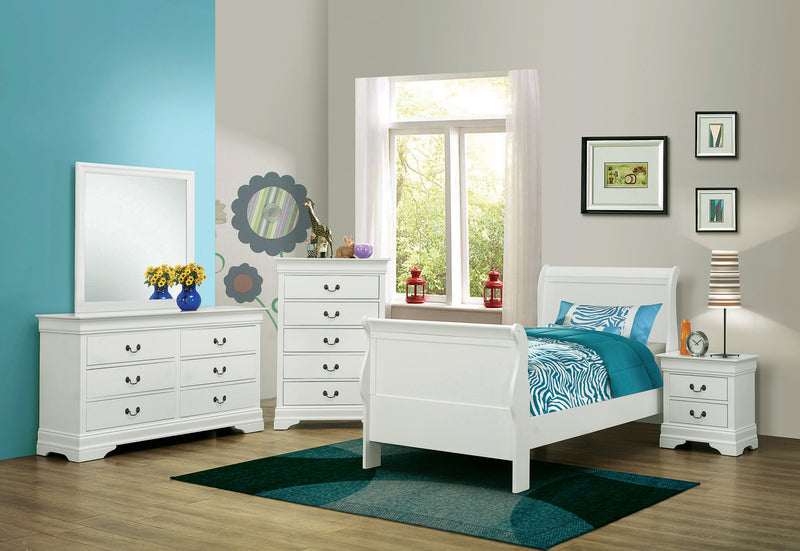 Louis Philippe 6 Drawer Dresser White