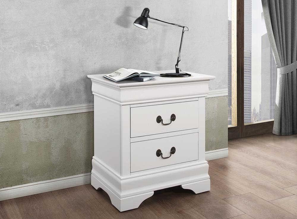 Louis Philippe 2 Drawer Nightstand White