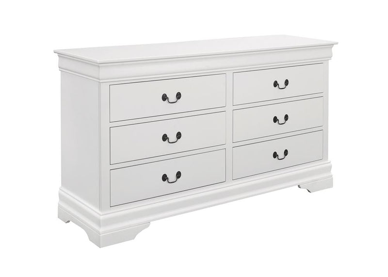 Louis Philippe 6 Drawer Dresser White