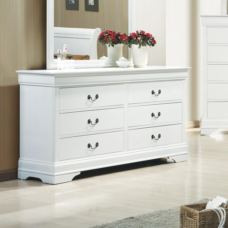 Louis Philippe 6 Drawer Dresser White