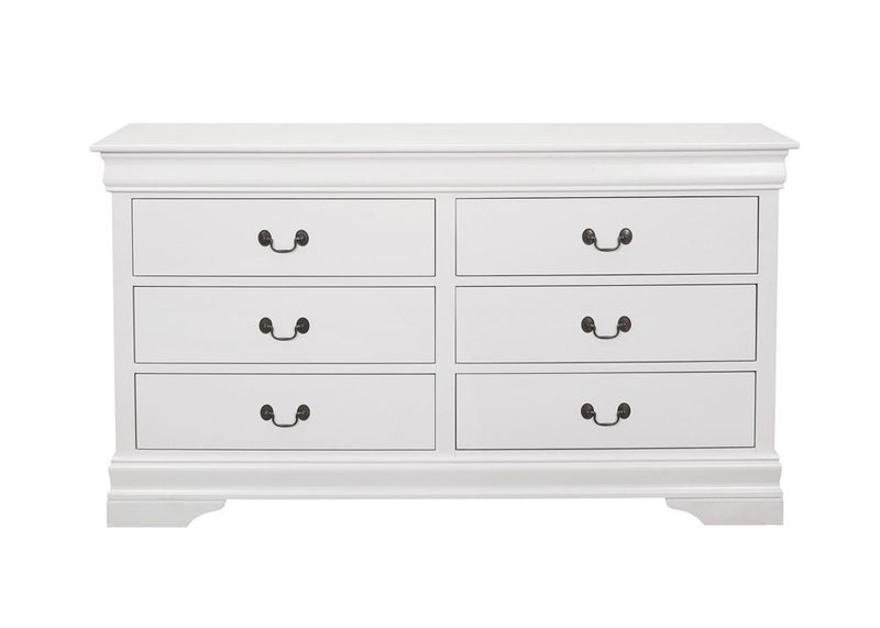 Louis Philippe 6 Drawer Dresser White