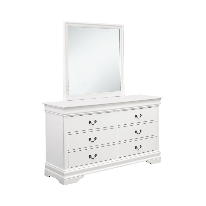 Louis Philippe Beveled Edge Square Mirror White