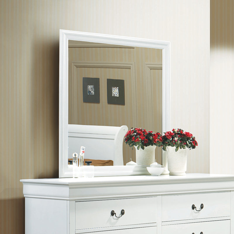 Louis Philippe Beveled Edge Square Mirror White