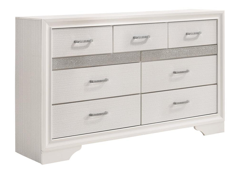 Miranda 7 Drawer Dresser White And Rhinestone