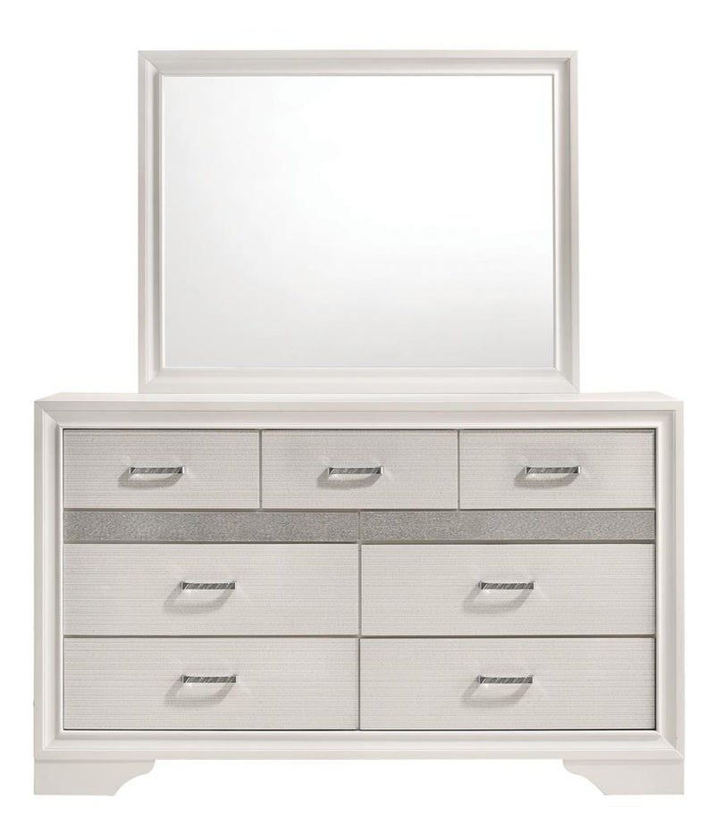 Miranda 7 Drawer Dresser White And Rhinestone