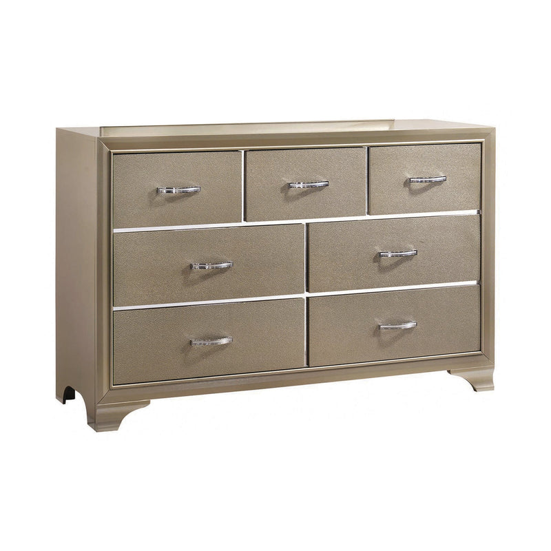 Beaumont 7 Drawer Vanity Desk With Lighting Mirror Champagne