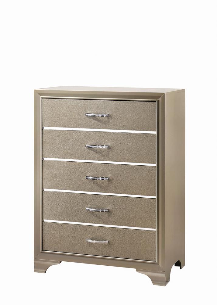 Beaumont 5 Drawer Rectangular Chest Champagne