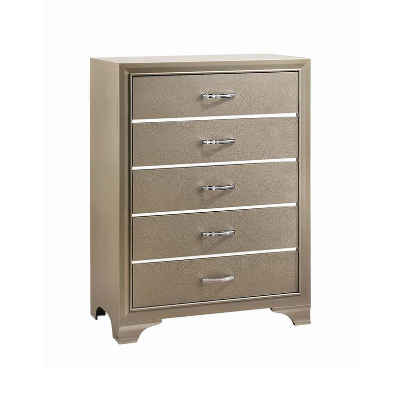 Beaumont 5 Drawer Rectangular Chest Champagne