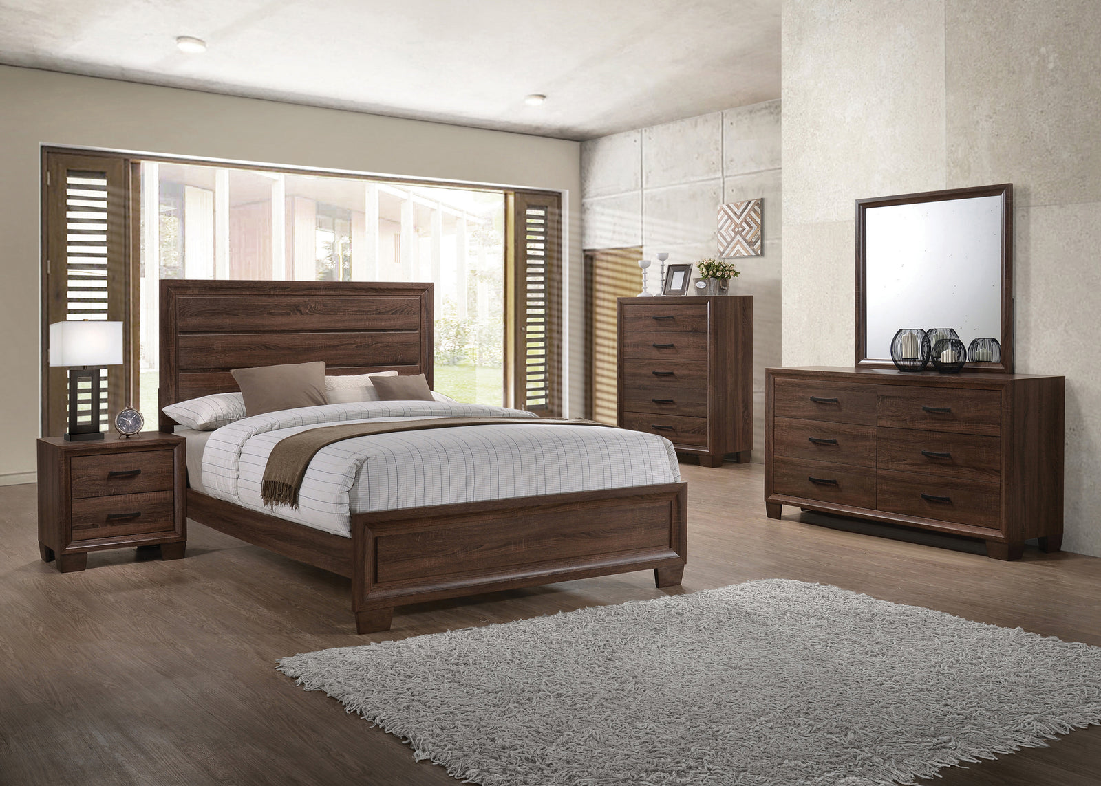 Brandon King Panel Bed Medium Warm Brown