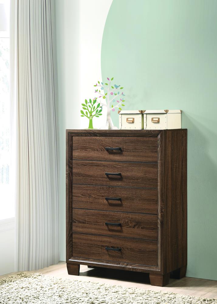 Brandon 5 Drawer Chest Medium Warm Brown