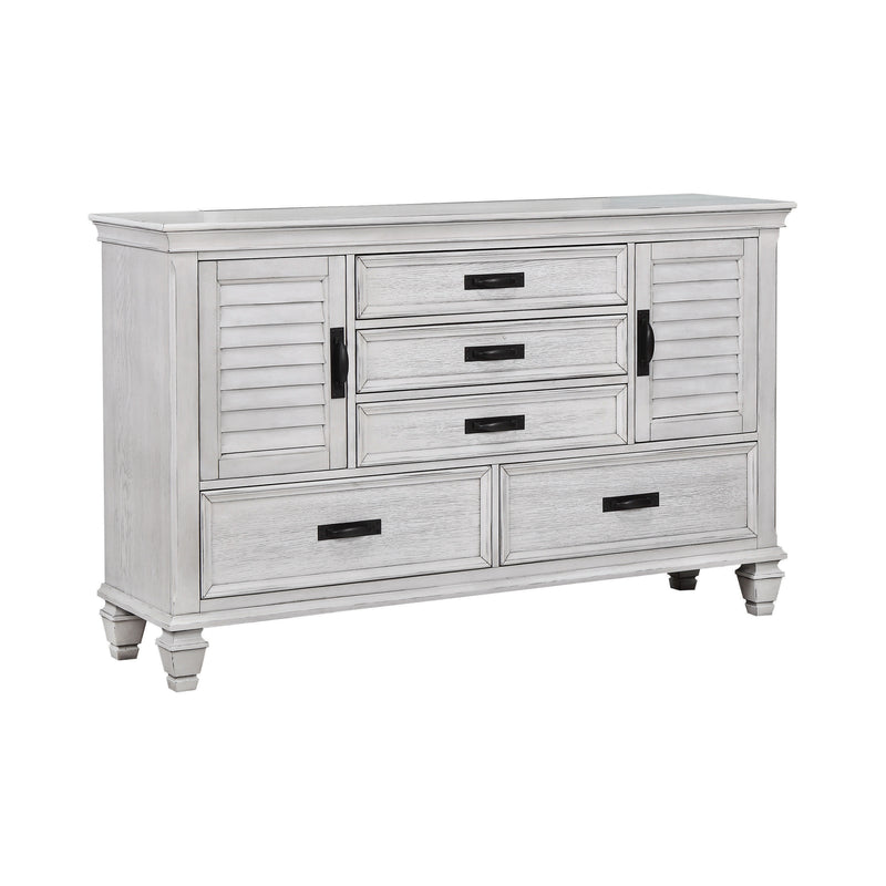 Franco 5 Drawer Dresser With 2 Louvered Doors Burnished Oak