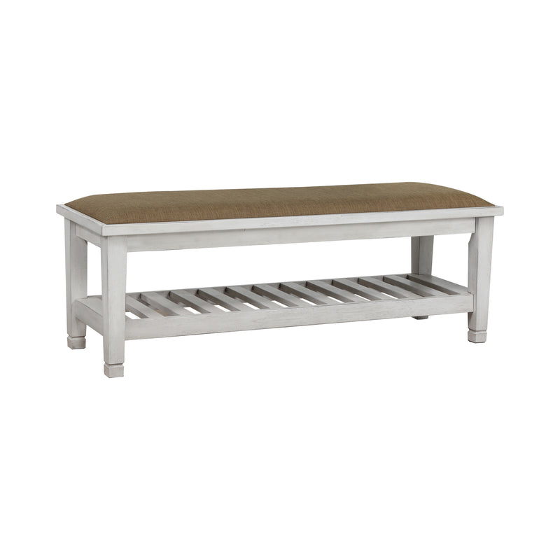 Franco Bench With Lower Shelf Beige And Burnished Oak