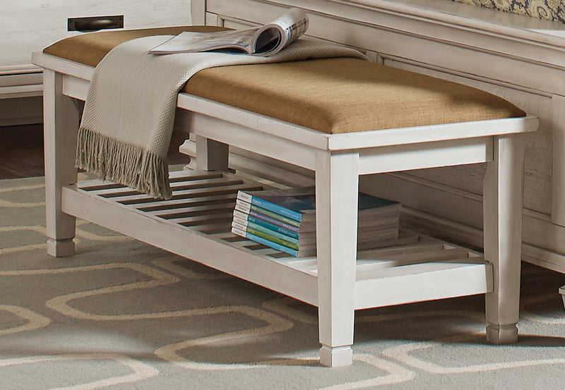 Franco Bench With Lower Shelf Beige And Burnished Oak