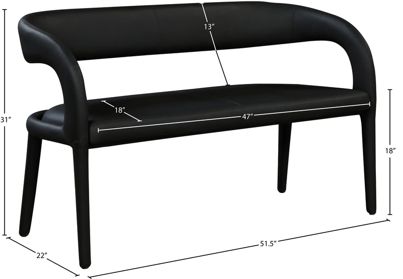 Sylvester Black Faux Leather Bench