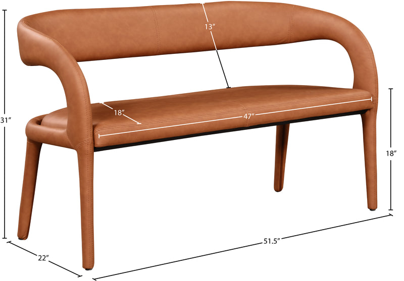 Sylvester Cognac Faux Leather Bench