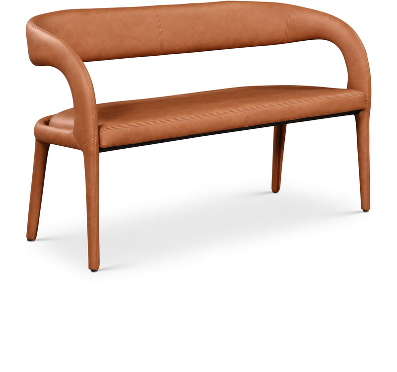 Sylvester Cognac Faux Leather Bench