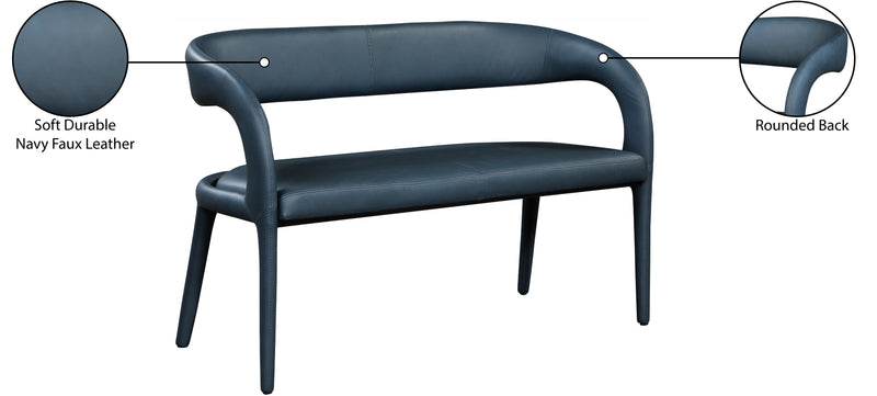 Sylvester Blue Faux Leather Bench