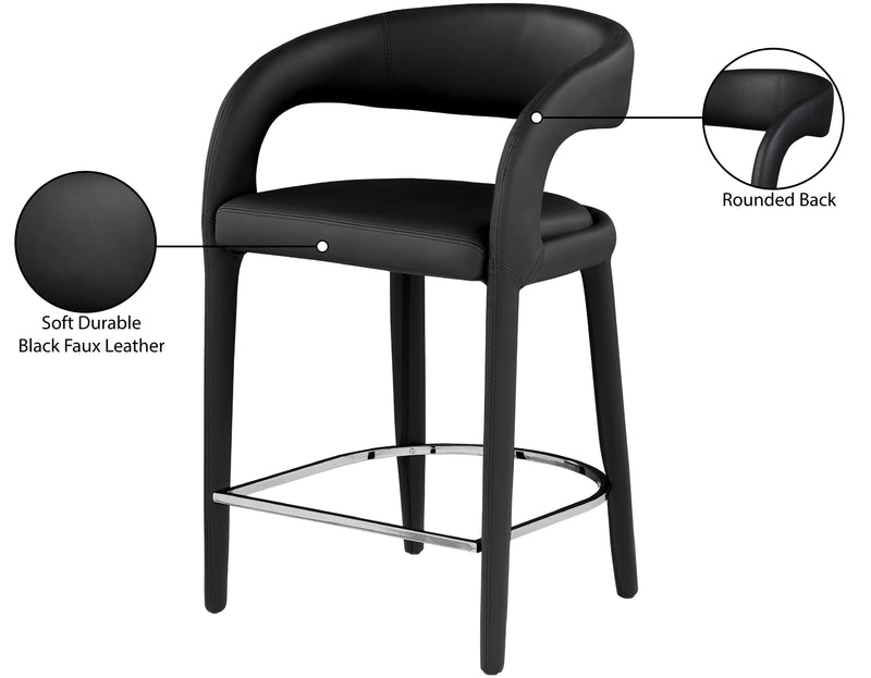 Sylvester Black Faux Leather Counter Stool