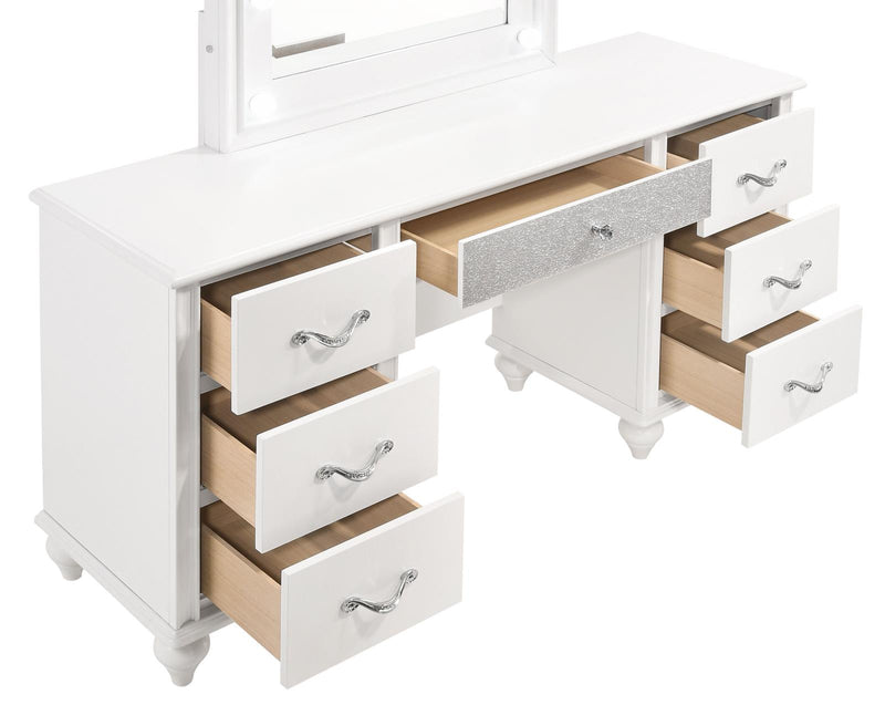 Barzini 7 Drawer Vanity Desk With Lighted Mirror White