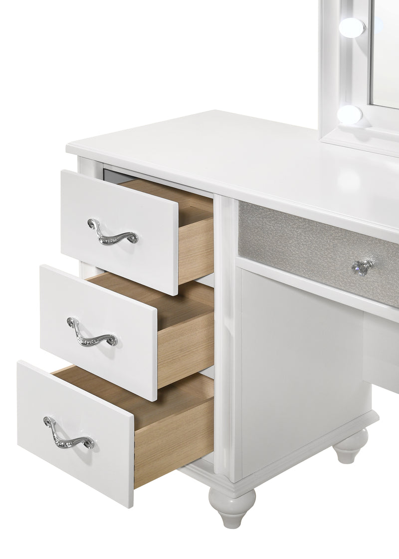 Barzini 7 Drawer Vanity Desk With Lighted Mirror White