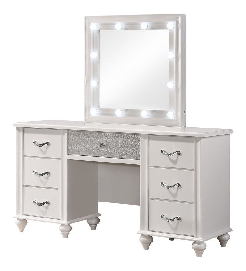 Barzini 7 Drawer Vanity Desk With Lighted Mirror White