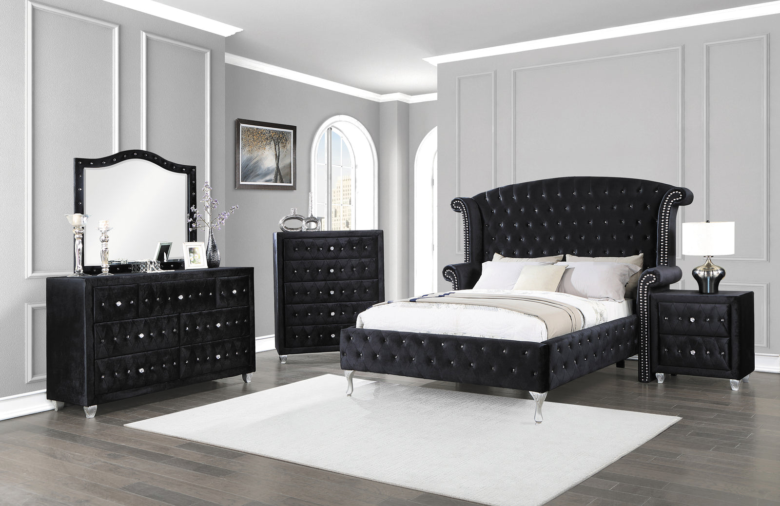 Deanna King Tufted Upholstered Bed Black