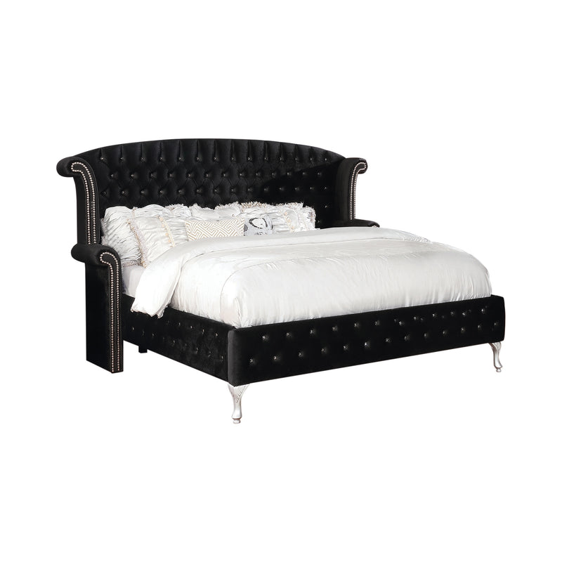 Deanna Button Tufted Mirror Black